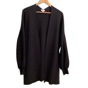Crown & Ivy Black Balloon Sleeve Open Front Cardigan Sweater Women's Large